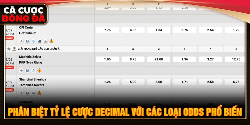 Cách phân biệt tỷ lệ cược Decimal với tỷ lệ kèo khác